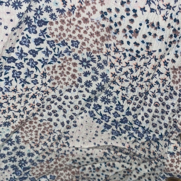 •TRUE CRAFT•IVORY BLUE/PINK/BROWN FLORAL BUTTON DOWN SLEEVELESS DRESS SIZE SMALL - Picture 6 of 9